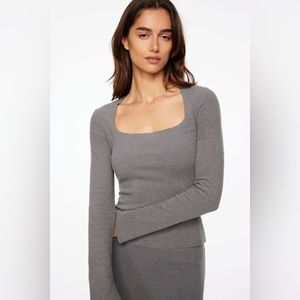 Brushed Square Neck Top Long Sleeves - Dynamite Clothing